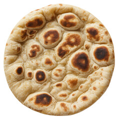 Single Round Roti on White Background with Texture