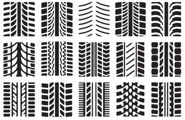 Tire Track Vector Set Wheel Print Pattern Offroad Car Mark Design