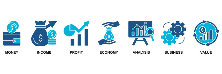 Cash flow icon set vector illustration concept for business and finance circulation with icon of money, income, profit, economy, analysis, business, and value
