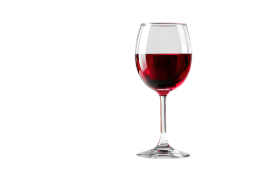 A glass of red wine is sitting on a table. The wine is almost gone, and the glass is almost empty. The wine is a deep red color, and the glass is clear. Concept of relaxation and enjoyment
