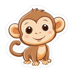 Obraz premium Cartoon monkey illustration smiling with happy expression isolated on white