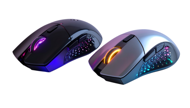 Premium 3D Gaming Mouse Collection with Multi-Color LED Glow, isolated on transparent background
