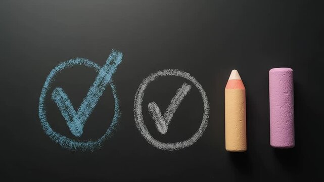 Chalkboard checklist with chalk pieces showcasing task completion and agreement