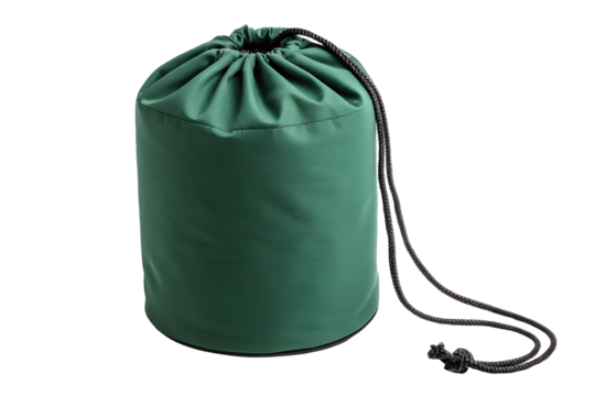 Green Drawstring Bag Isolated on Transparent Background - Powered by Adobe