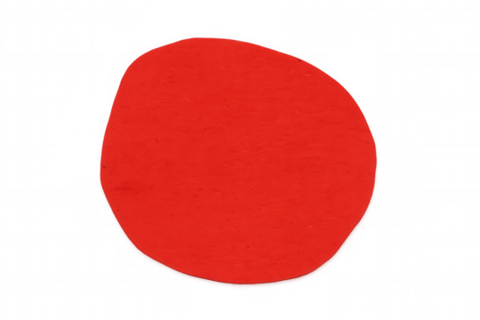 Red abstract organic shape cutout with textured paper creating a modern graphic element with transparent background