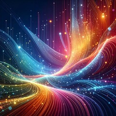 Abstract digital art with swirling lines and glowing particles