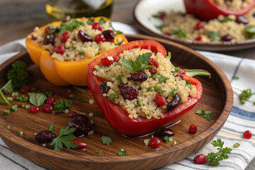 Quinoa Stuffed Peppers with Cranberries and Pomegranate