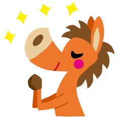 手描きのゆるい馬キャラクター(年賀、干支、午、お願い、初詣)