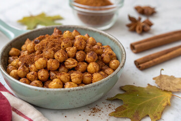 Sweet and Spicy Roasted Chickpeas with Cinnamon