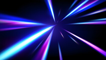 Abstract burst of neon light streaks emitting from a central point