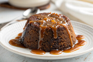 Sticky Toffee Pudding with Rich Caramel Sauce Drizzle
