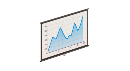 Dynamic growth chart projecting strong sales performance, ideal for business presentations and financial reports, showing upward trends and positive results