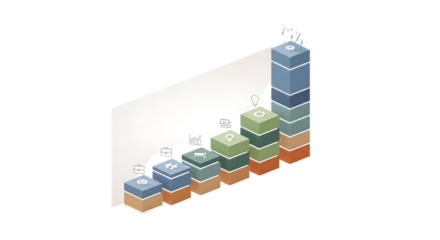 Visualize business growth with stunning 3D chart showing 75% progress, ideal for illustrating success strategies and reaching goals in dynamic presentations