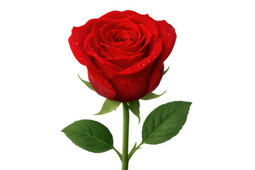 Fototapeta premium Fresh red rose bud with water drops, symbolizing love, romance, and beauty on transparent background