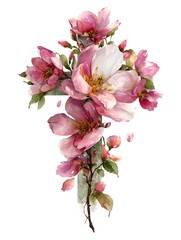 Watercolor cross illustration with pink flowers and petals creates a beautiful religious symbol design.