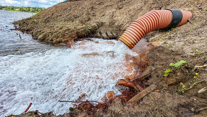 Discharge of water into a reservoir from a pipe