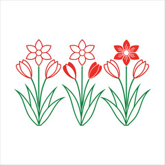 flower, vector, nature, leaf, floral, plant, art, design, summer, blossom, decoration, flora, element, leaves,  Flowers Vector, Editable Flower Vector, Line art, floral, graphic, Horizontal Floral Div