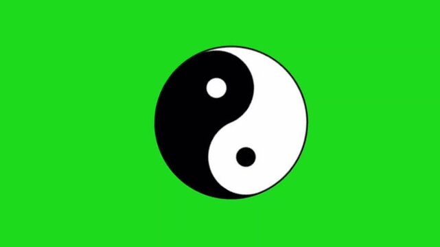 Animated yin yang symbol with green background