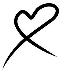 Isolated transparent hand drawn heart line art banner background