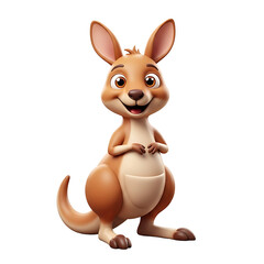 Cartoon kangaroo with a friendly expression standing on a white background.