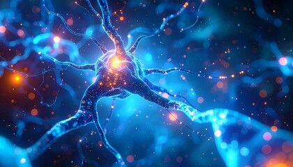 Captivating animated pathways showing photo rendered rapid impulses, complex background, firing color one neural Action, D