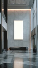 Modern interior design of public building featuring sleek architecture spacious layout large window minimalist decor marble accents and contemporary lighting