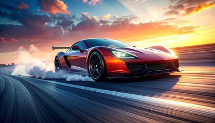 Dynamic marks, color one suitable animated tire bend drifting sports exhilarating background, around sleek D render car Action,