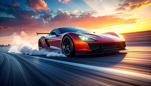 Dynamic marks, color one suitable animated tire bend drifting sports exhilarating background, around sleek D render car Action,