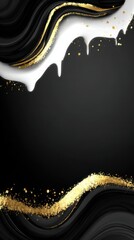 Elegant abstract digital art background with stylish flowing black and gold textures modern design artistic pattern visual effect premium aesthetic