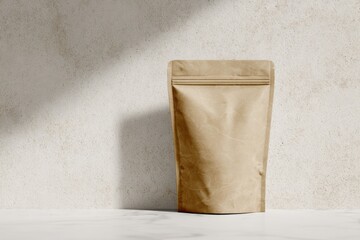 Elegant kraft stand-up pouch with resealable zipper eco-friendly biodegradable design perfect for food storage snacks coffee tea herbal products and retail packaging