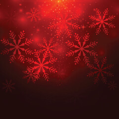 red glowing snowflakes christmas winters background