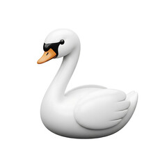 Elegant white swan figurine with a graceful curved neck and orange beak, isolated on a clean white background.