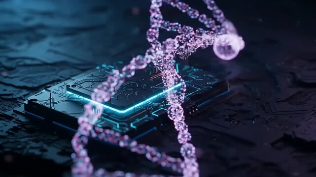 DNA and Quantum Computing Convergence - Conceptual Visualization of Digital Information
