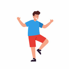 Cartoon Flat Style Cheerful Man Dancing Expression Illustration