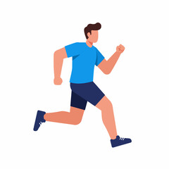 Flat Style Man Running Fast Illustration on White Background