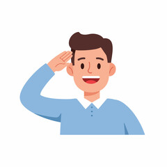 Flat Illustration Man Saluting with Happy Expression Character Graphic Resource