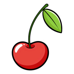 cherry, illustration outline isolated on white background