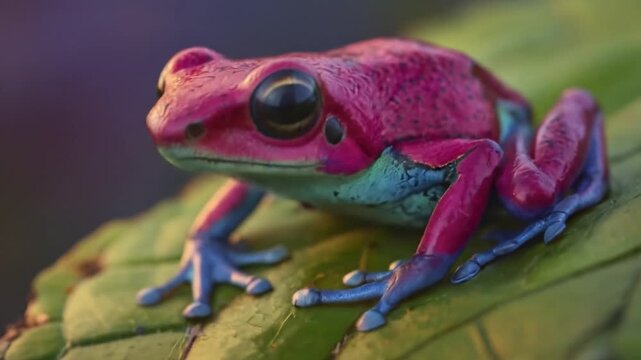 Vibrant red frog perched on leaf nature wildlife and conservation
