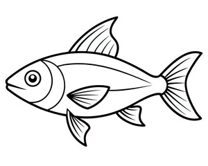 fish, illustration outline isolated on white background