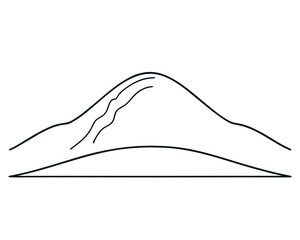 mountain landscape ,hand drawn illustration outline isolated on white background