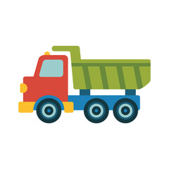 Colorful flat design toy dump truck illustration for childrens play and construction themes illustration