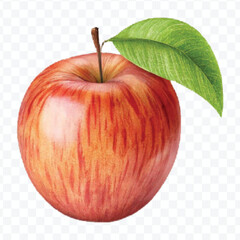 realistic 3d fresh apple with slice and green leaf in different color style isolated on transparent background