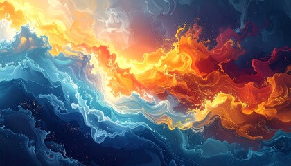 Abstract fiery and icy cloudscape