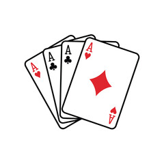 Four aces playing cards casino game luck poker gamble chance fortune card game symbols illustration