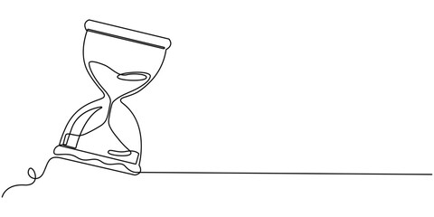 Abstract antique hourglass, Self drawing animation one continuous line draw, logo, Video. One continuous editable line of hourglass illustration, Line time hourglass one hour glass sand continuous.