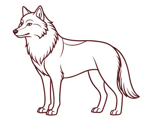 Obraz premium wolf, illustration outline isolated on white background