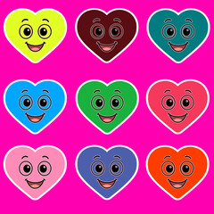 set of cartoon hearts