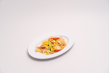 fried chicken with vegetables