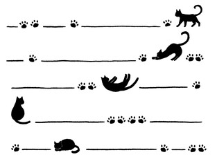 猫のシルエットのラインセット