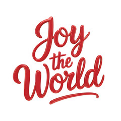 Elegant red joy to the world text isolated on transparent background